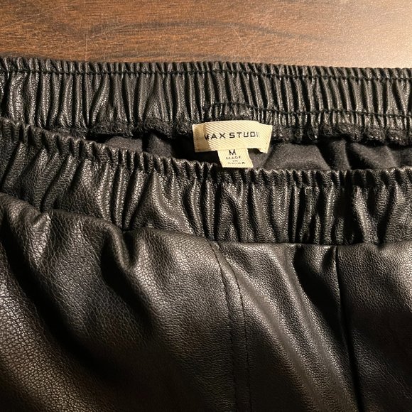 Black Leather Pants With Elastic Waist Size Medium Max Studio - Picture 5 of 5